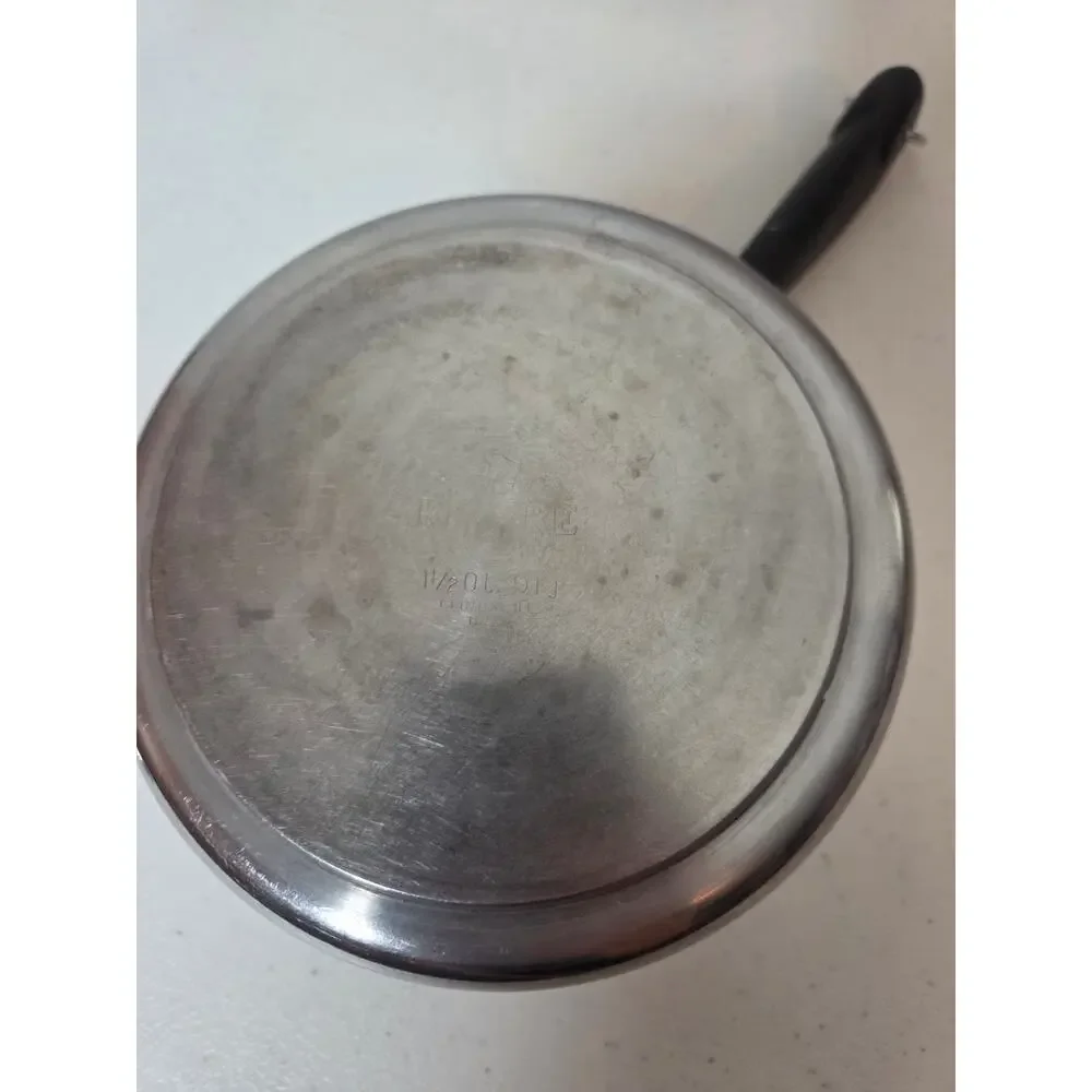Revere Ware 1.5 Quart Stainless Steel Saucepan Pot w Lid Vintage USA